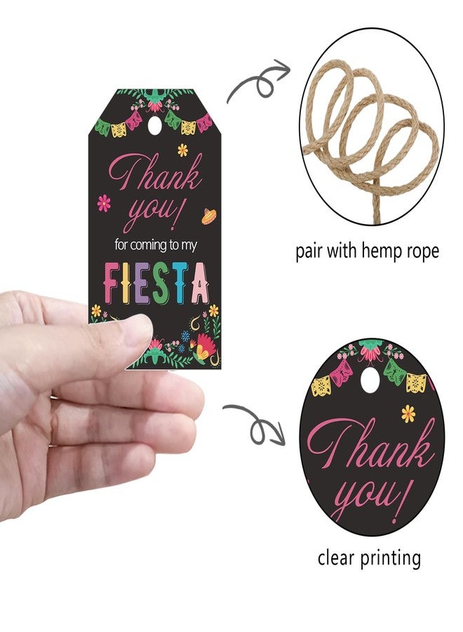 Aukolass 50PCS Fiesta Gift Tags, Thank You Tags for Mexican Themed Party Favors and Taco Bout Party Decorations-Double-sided (Black) - Image 3